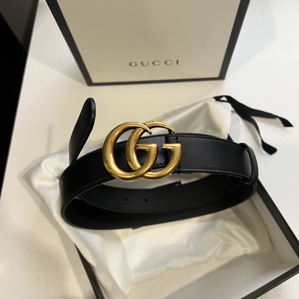 Gucci Black Belt with Gold Buckle